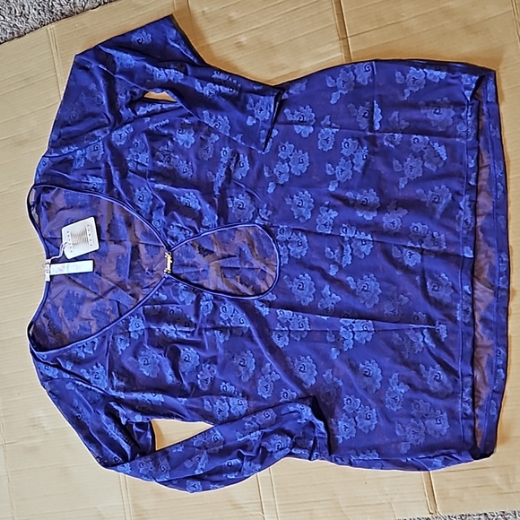 Savage X Fenty Other - Savage x Fenty Strap Up Long Sleeve Lace Slip Dress-Taboo Blue-3X